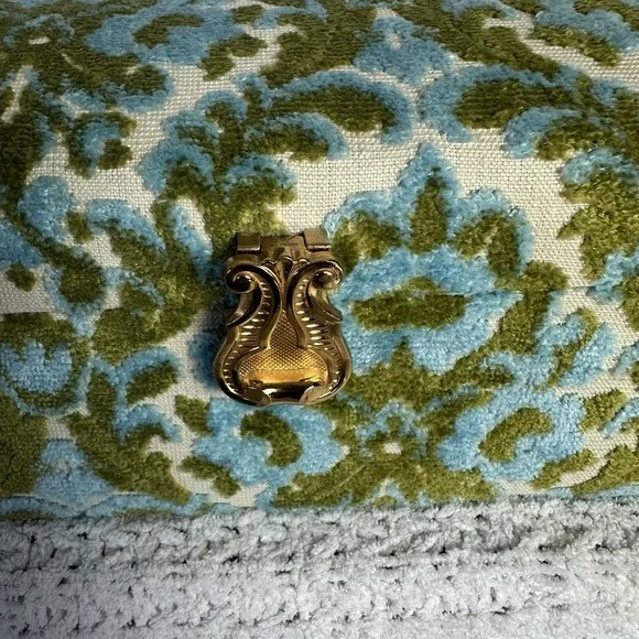 Shiseido Hanatsubaki Jewelry Box Vintage Belgium Cut Velvet Fabric Collectible - Picture 2 of 6